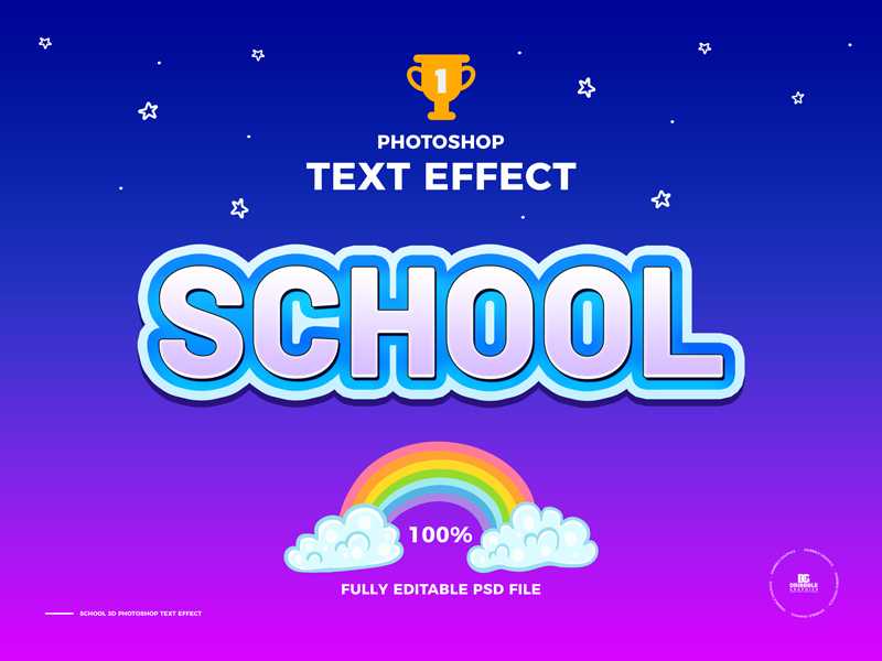 School Editable Free Photoshop Text Effect PSD