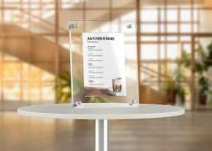 Screw Stud Acrylic A5 Flyer Stand Mockup Free PSD
