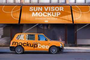 Shop Awning and Car Branding Mockup Free PSD