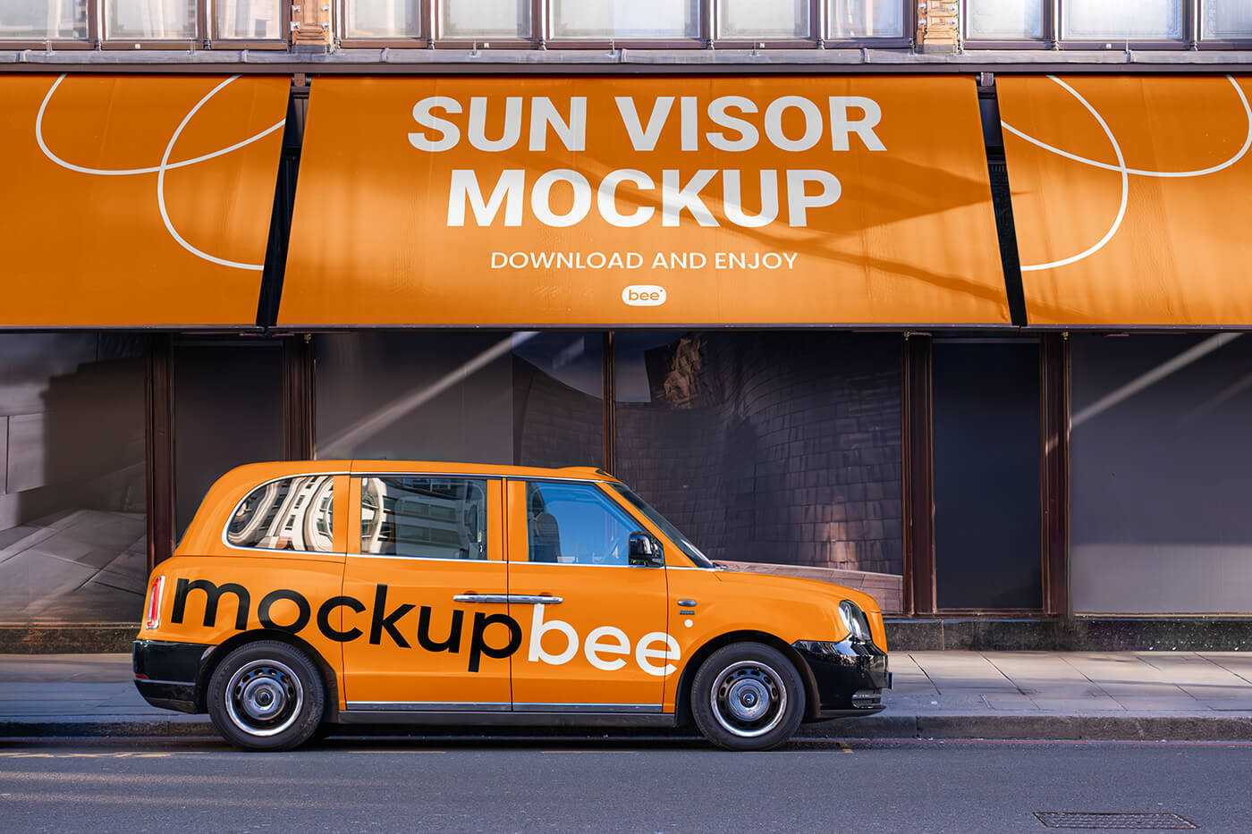 Shop Awning and Car Branding Mockup Free PSD