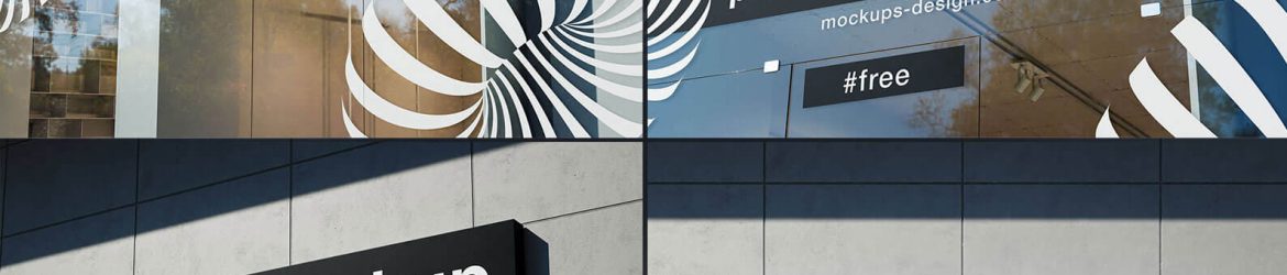 Shop Name Sign Mockup with Glass Sticker Mockup Free PSD