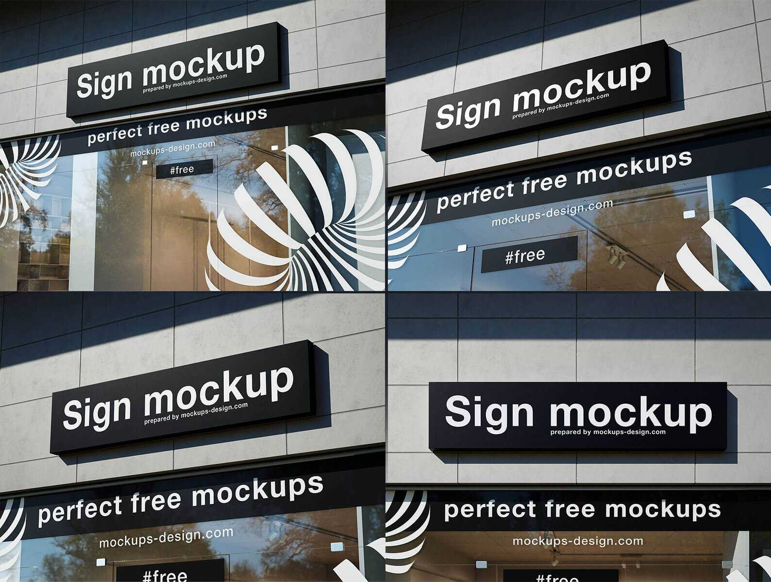 Shop Name Sign Mockup with Glass Sticker Mockup Free PSD
