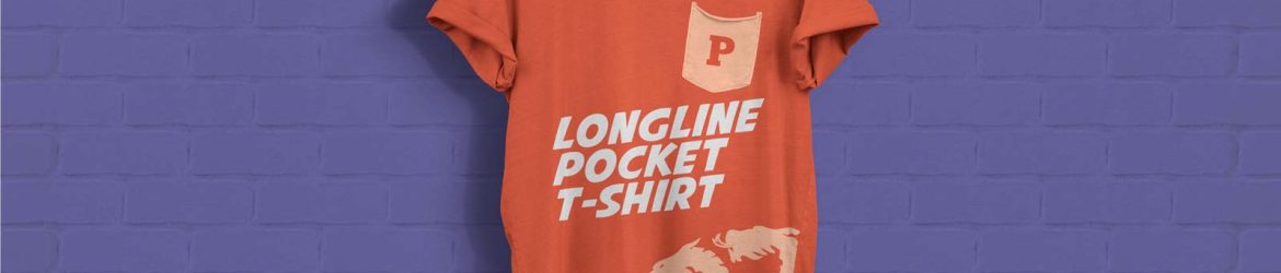 Short Sleeves Longline Pocket T-Shirt Mockup PSD