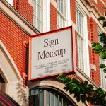 Sign on Brick Building Mockup
