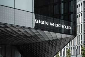 Sign on Corporate Building Mockup