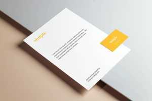 Simple Letterhead with Business Card Mockup PSD Free