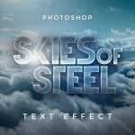 Skies of Steel Cinematic Free 3D Sky Text Effect PSD