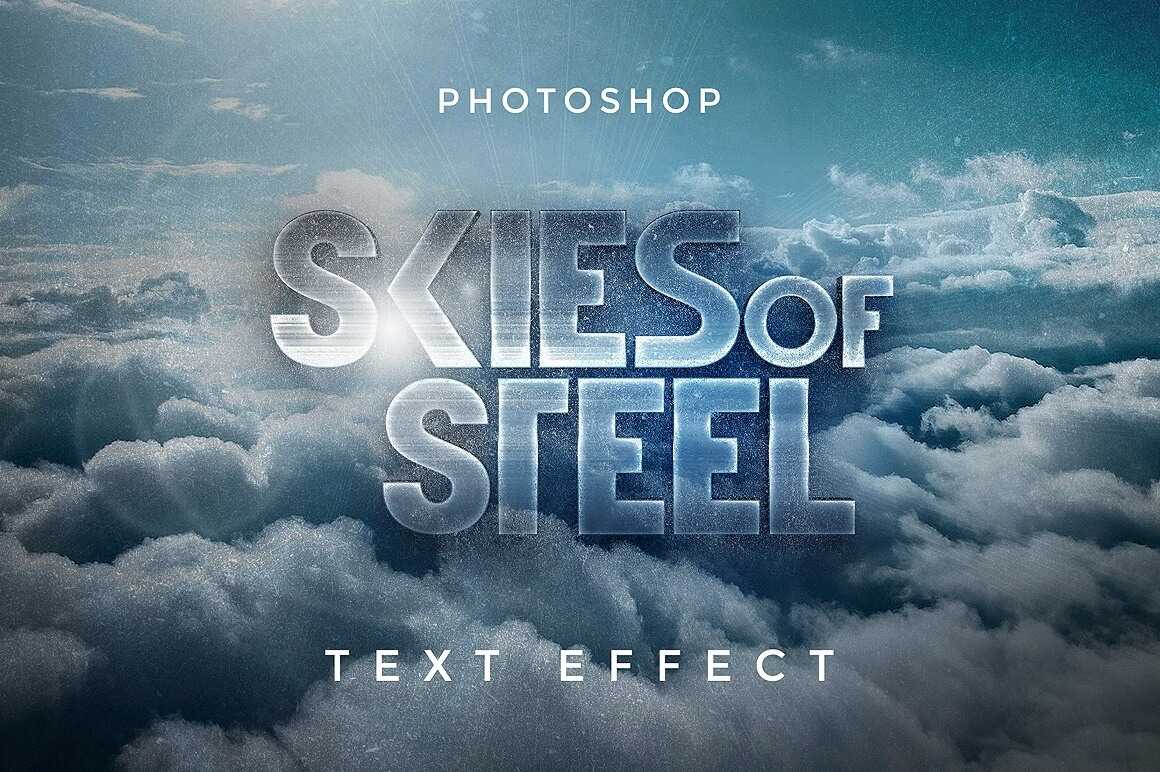 Skies of Steel Cinematic Free 3D Sky Text Effect PSD