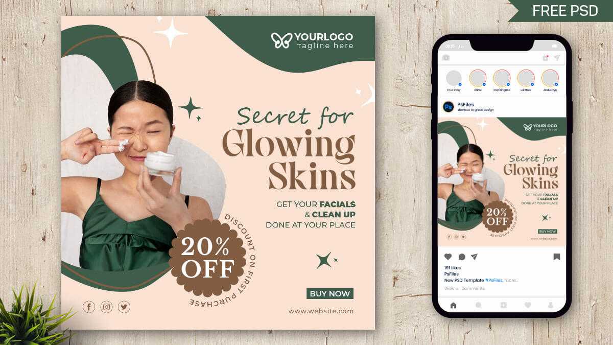 Skin Care Product Free Social Media Post Design PSD Template
