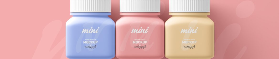 Small Square Pill Bottle Mockup