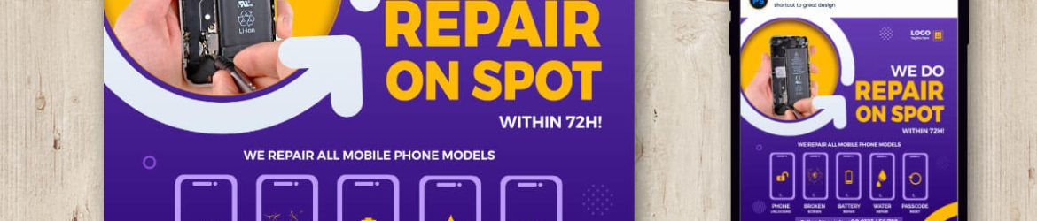 Smart Phone Repair Free Social Media Post Design Template PSD