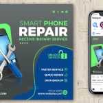 Smart Phone Repair Free Social Media Post Design Template PSD