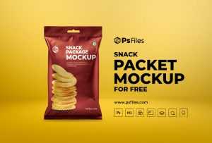 Snack Packet Packaging Mockup with Hanging Hole