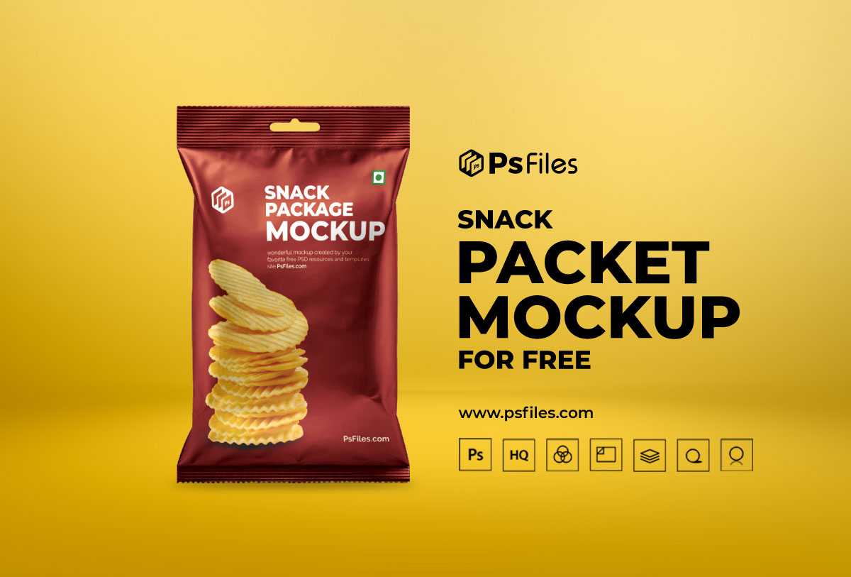 Snack Packet Packaging Mockup with Hanging Hole