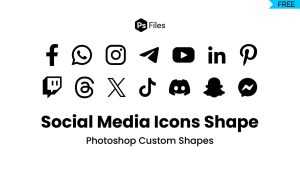 Social Media Icons Photoshop Custom Shapes Free Download – .CSH Shapes Pack ZIP File