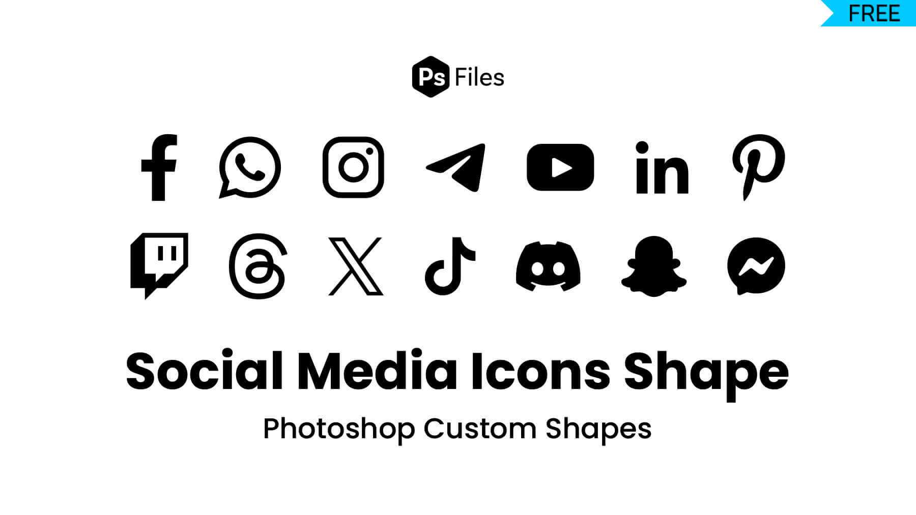 Social Media Icons Photoshop Custom Shapes Free Download – .CSH Shapes Pack ZIP File