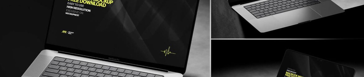 Space Black MacBook Pro Free Mockup PSD Set