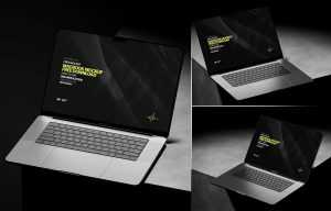 Space Black MacBook Pro Free Mockup PSD Set