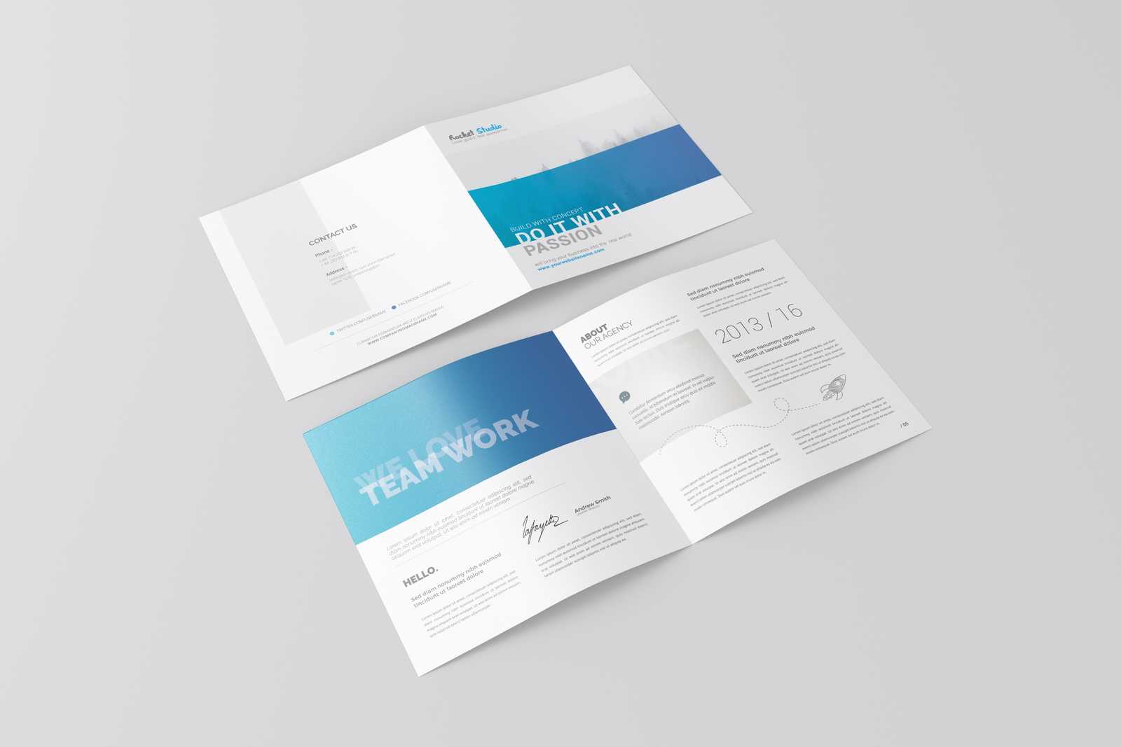 Square 2-Fold Brochure Mockup
