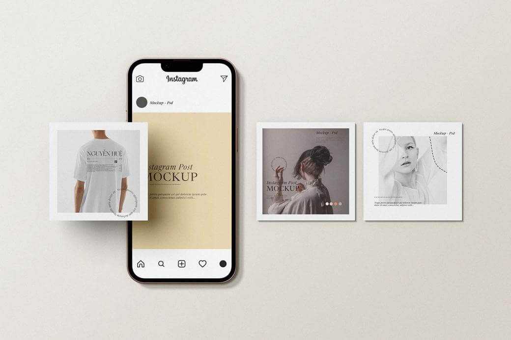 Square and Tall Instagram Post Showcasing Mockup Free PSD