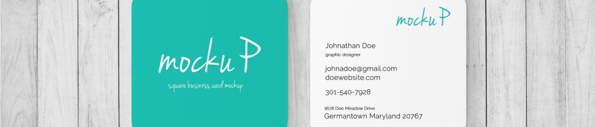 Square Business Card Mockup - Rounded Corner
