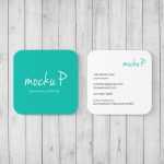 Square Business Card Mockup - Rounded Corner