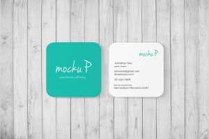 Square Business Card Mockup - Rounded Corner