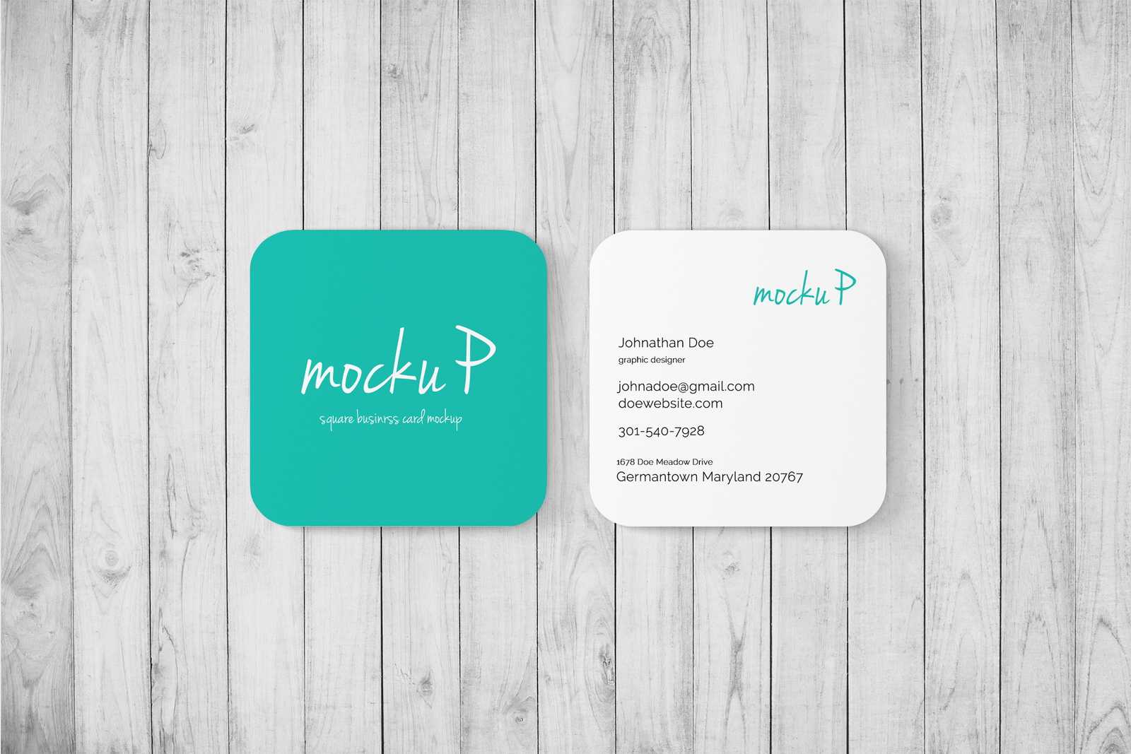 Square Business Card Mockup - Rounded Corner