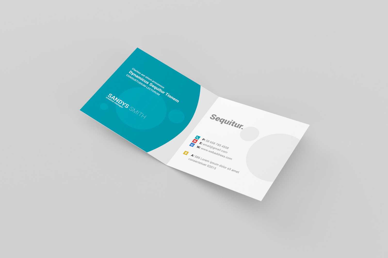 Square Folded Business Card Mockup