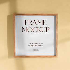 Square Frame on Wall Mockup