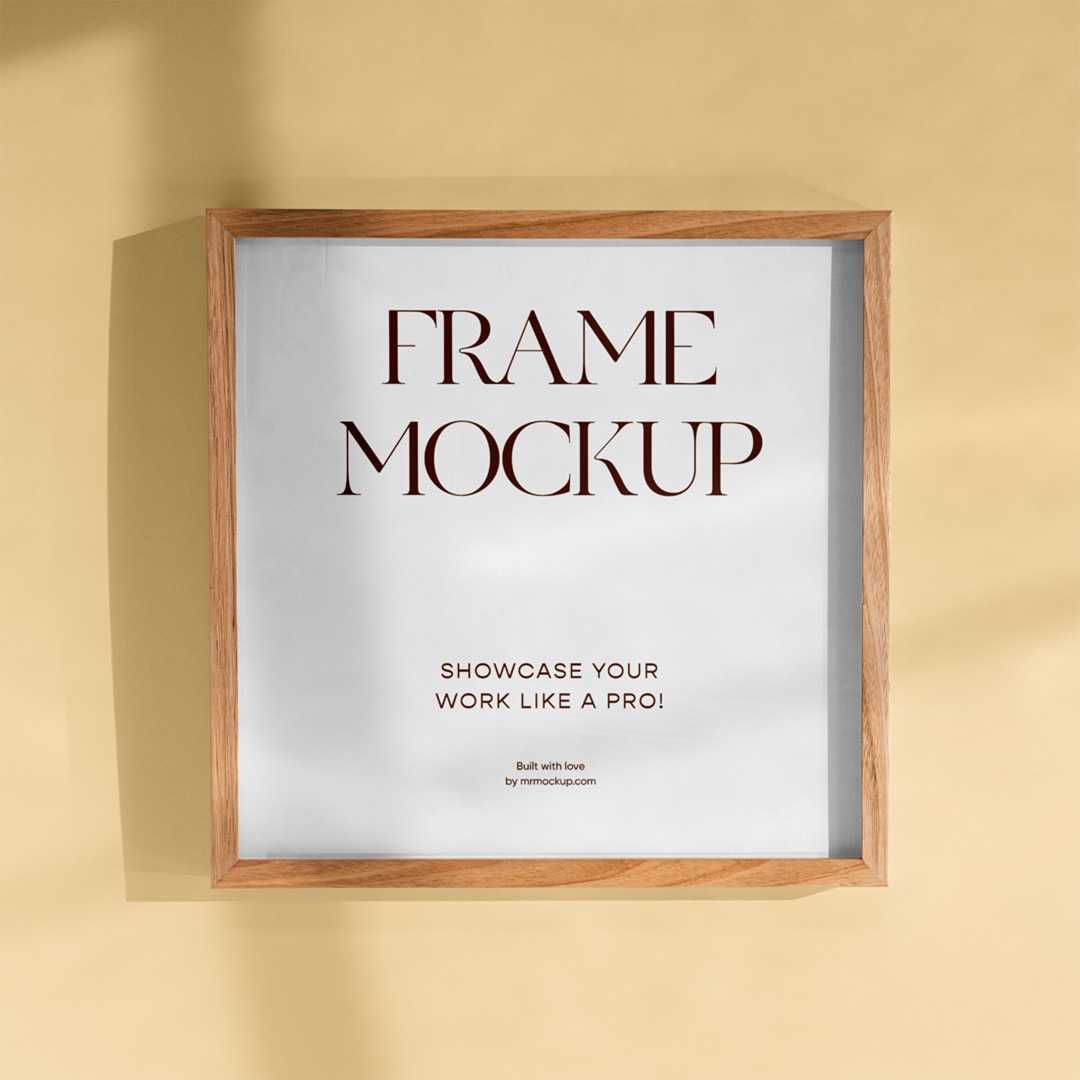 Square Frame on Wall Mockup