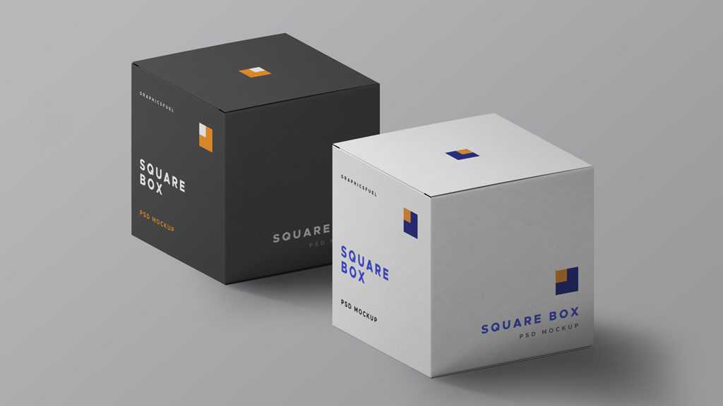 Square Package Boxes Mockup Set