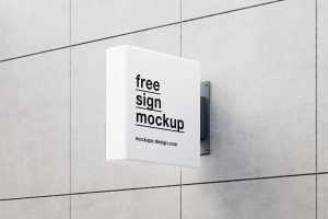 Square Sign Box Mockups On a Building Wall