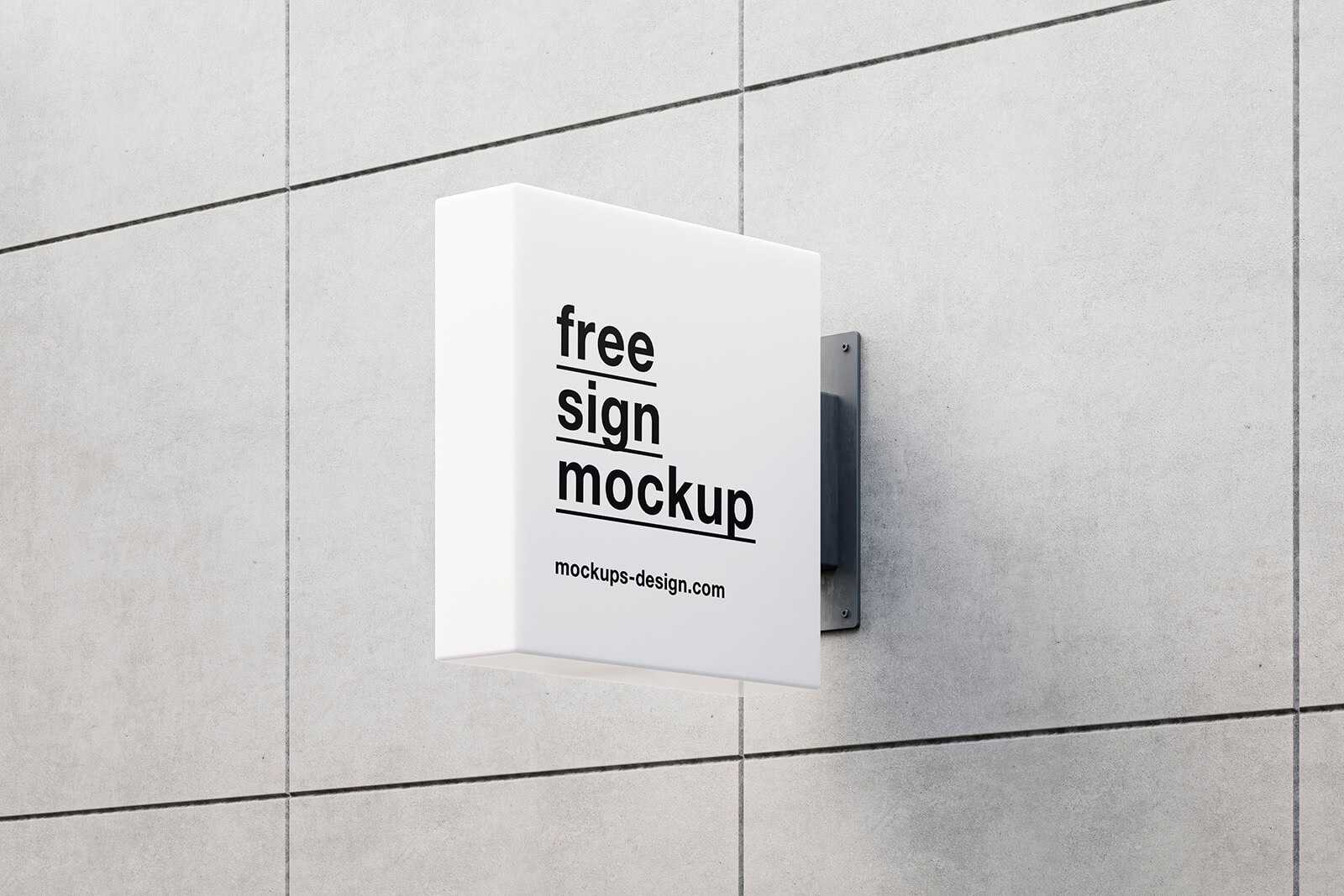 Square Sign Box Mockups On a Building Wall