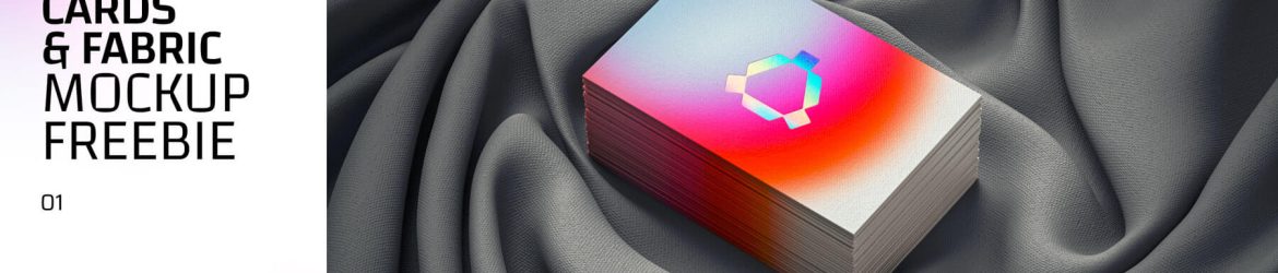 Stacked Business Cards Mockup on Fabric