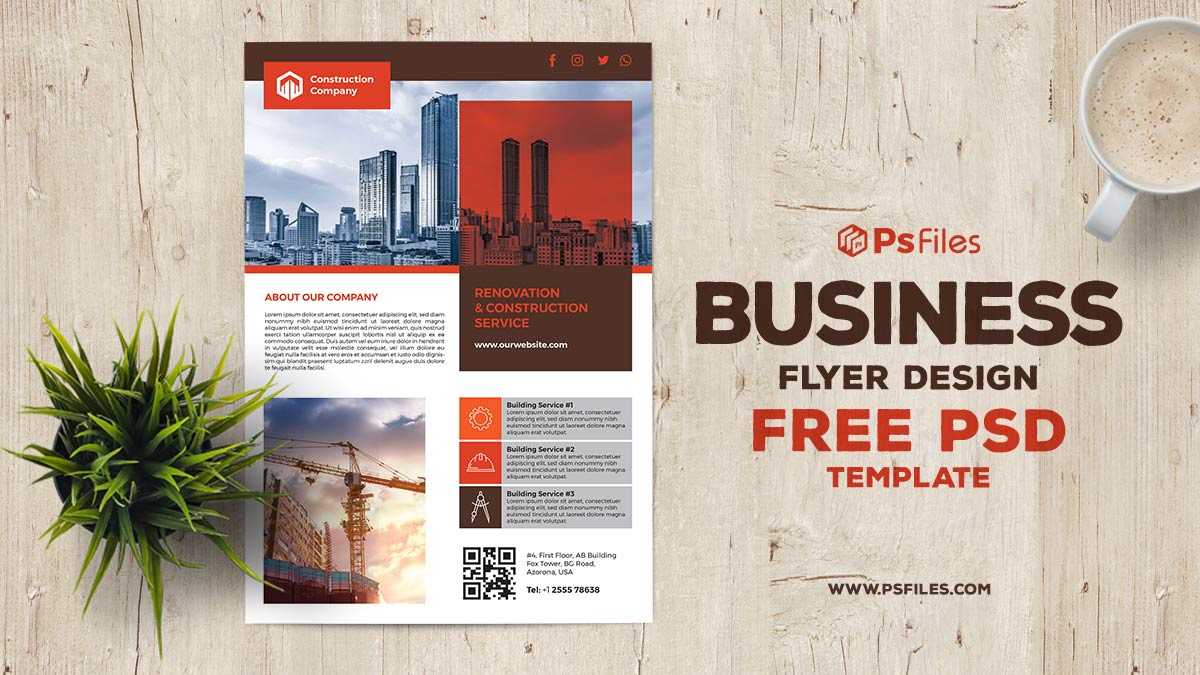 Standard Construction Business Flyer PSD Template for Free