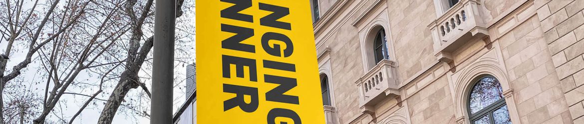 Street Lamp Hanging Banner Mockup PSD free