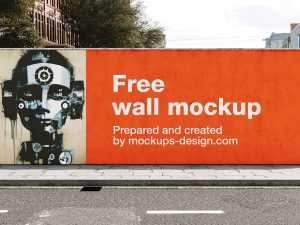 Street Wall Painted Mockup Free PSD