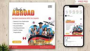 Study Abroad Instagram Post Design PSD – Free Download