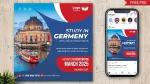 Study Abroad Social Media Post Design Free PSD Template