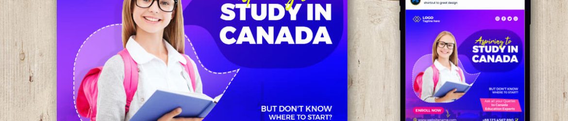 Study in Canada Education Consultants Free Instagram Post Design PSD Template