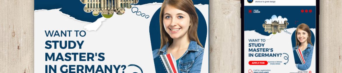 Study in Germany Education Consultants Free Instagram Post Design PSD Template Study in Germany Education Consultants Free Instagram Post Design PSD Template