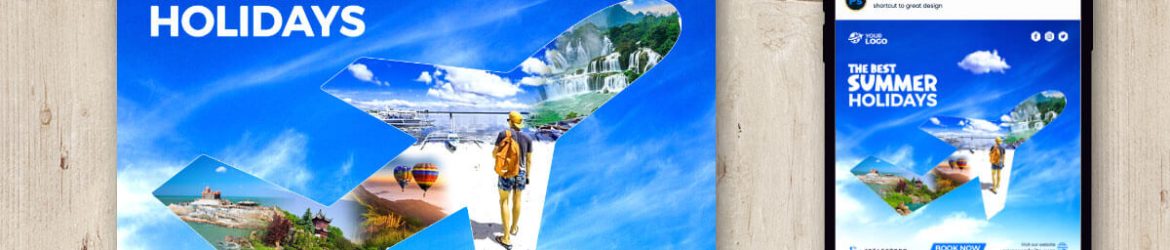 Summer Holidays Free Travel Instagram Ads Post Design PSD Template