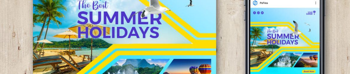 Summer Holidays Travel Agency Free Instagram Post Design PSD Template Summer Holidays Travel Agency Free Instagram Post Design PSD Template
