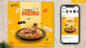 Tasty Food Menu Free Instagram Post Design PSD Template