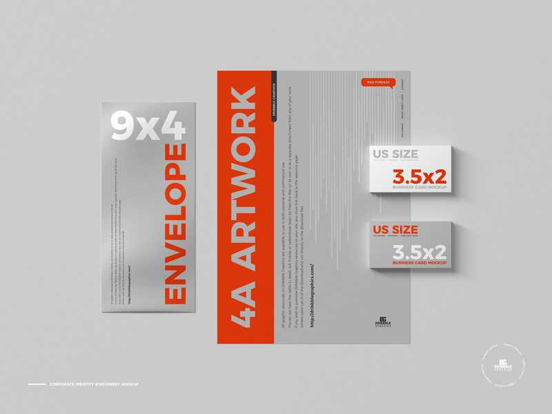 Top View of Corporate Identity Stationery Mockup Free PSD