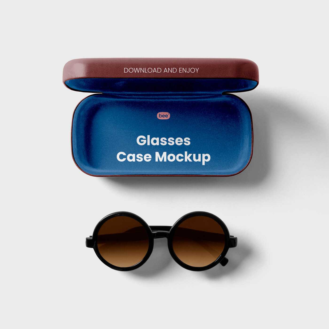 Top View of Open Glasses Case Mockup PSD