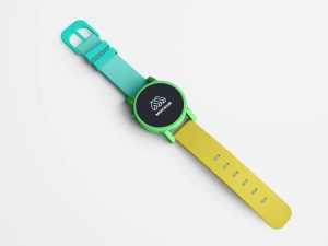 Top View of Round Smartwatch Mockup PSD