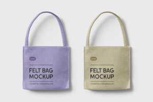 Top View of Two Tote Felt Bags Mockup Free PSD
