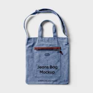 Top View of Wrinkled Jeans Hand Bag Mockup